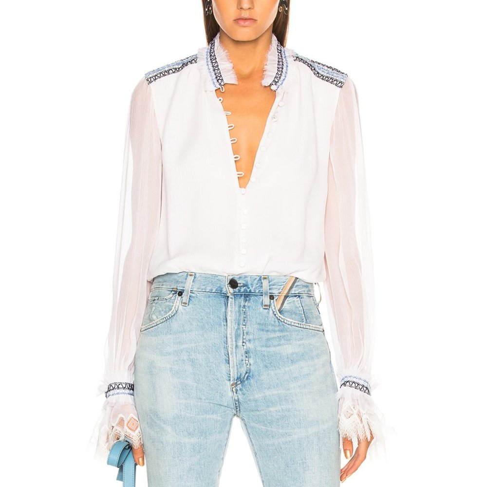 Jonathan Simkhai Ruffle Embroidered Bodysuit - Picture 2 of 9